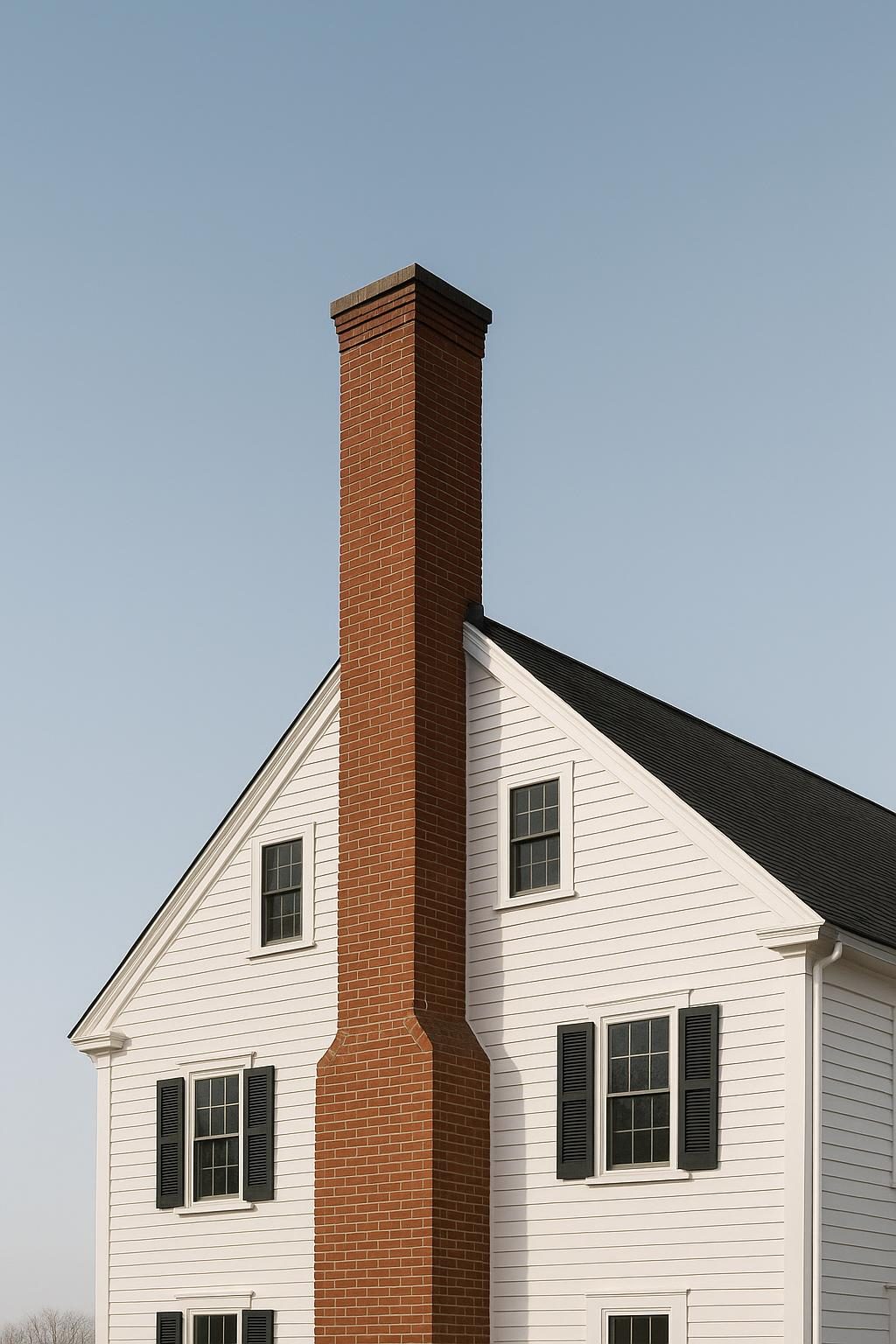 Brick chimney on a colonial house (illustration)